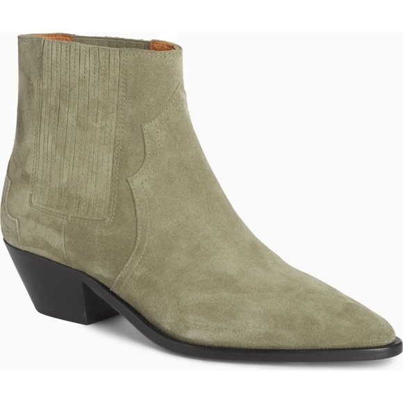 $700 Isabel Marant Derlyn Pointy Toe Boot SUEDE KHAKI GREEN 39 (TC14)